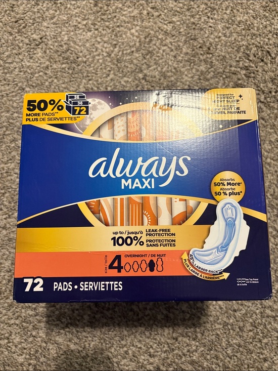 Always Other - Always Maxi Overnight Pads size 4. 72 pads
